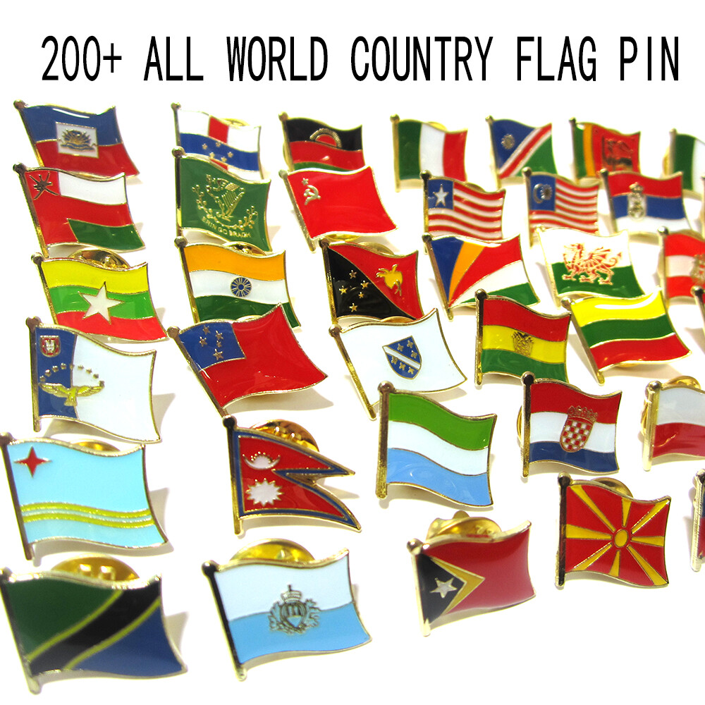200+ COUNTRY National Country Flag Lapel Pin Badge Brooches Metal with Box