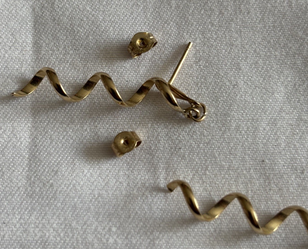 9ct Yellow Gold Spiral Drop Dangle Stud Earrings 375 9 Carat Gold