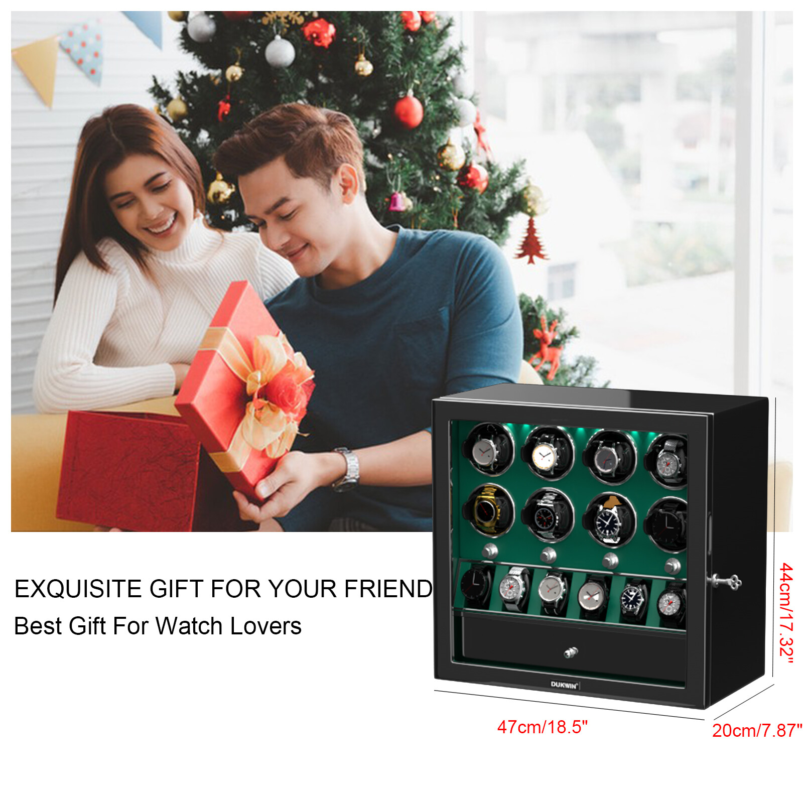 New Compact LED Automatic 8 Watch Winder With 6 Watches Display Storage Box Gift