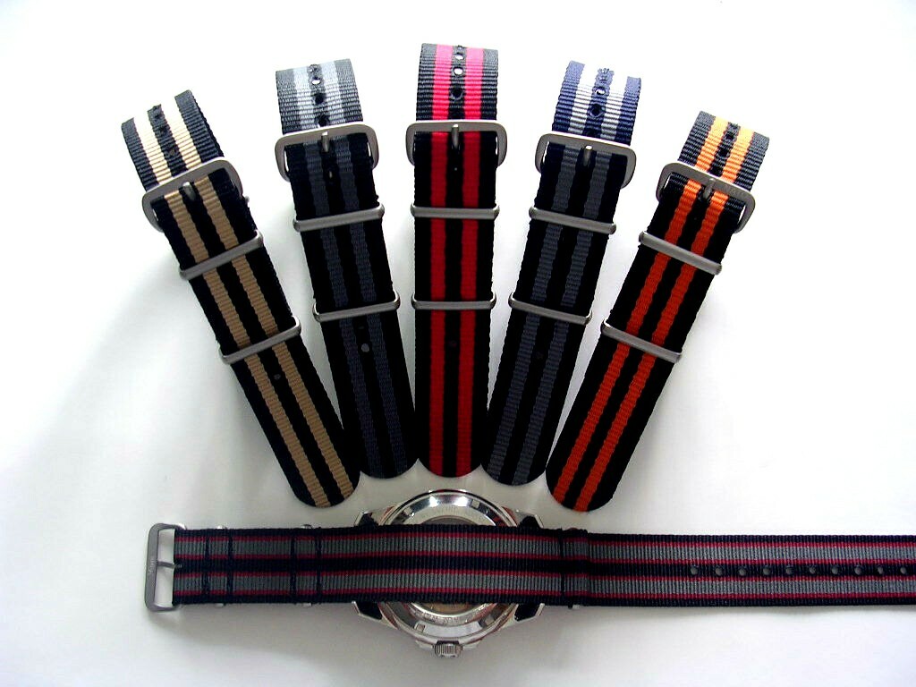NATO G10 watch band strap Black Red stripe 20mm Premium Nylon RAF Bond IW Suisse