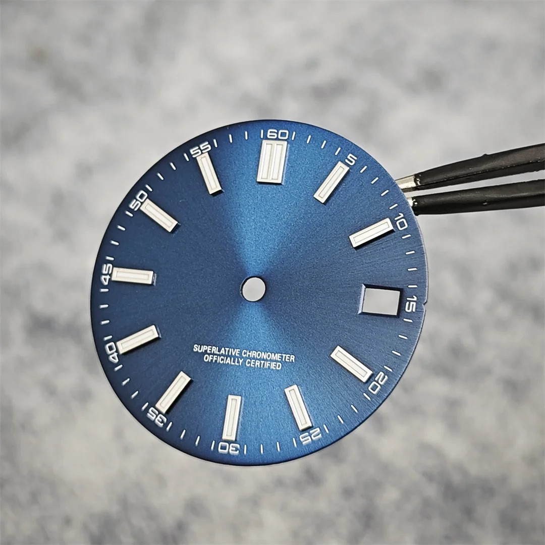 NH35 Watch Dial 28.5mm Log Modified Dial BGW9 Blue Green Luminous Watch Face