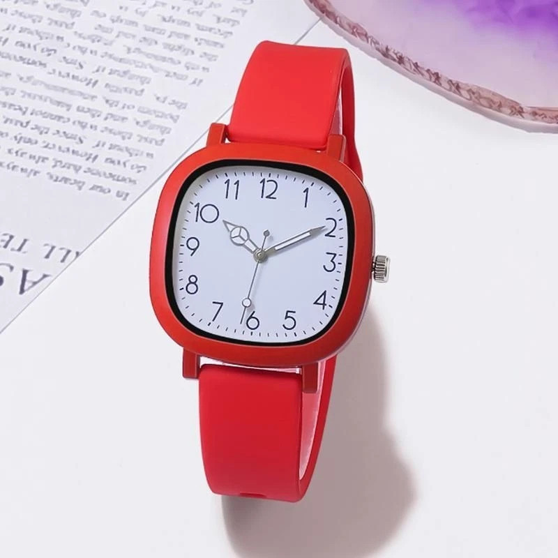 Women Watch Fashion Square Quartz Silicone Strap Wristwatches