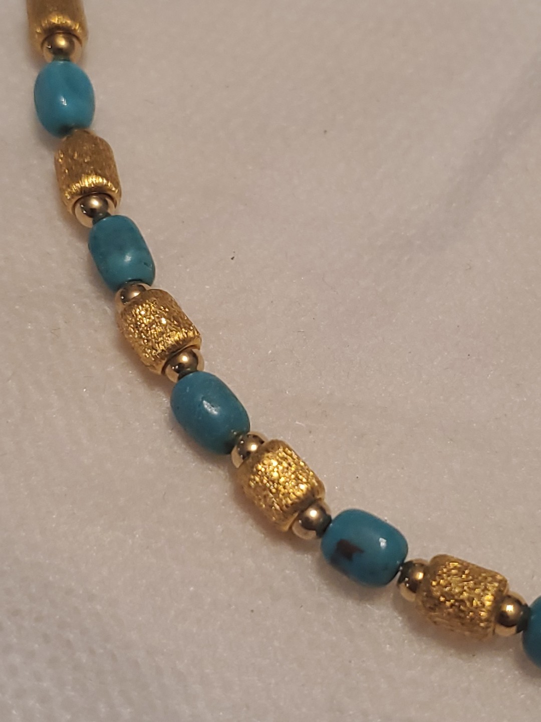 Bronze Italia 18″ Turquoise And Brushed Satin Nuget Necklace Yellow.