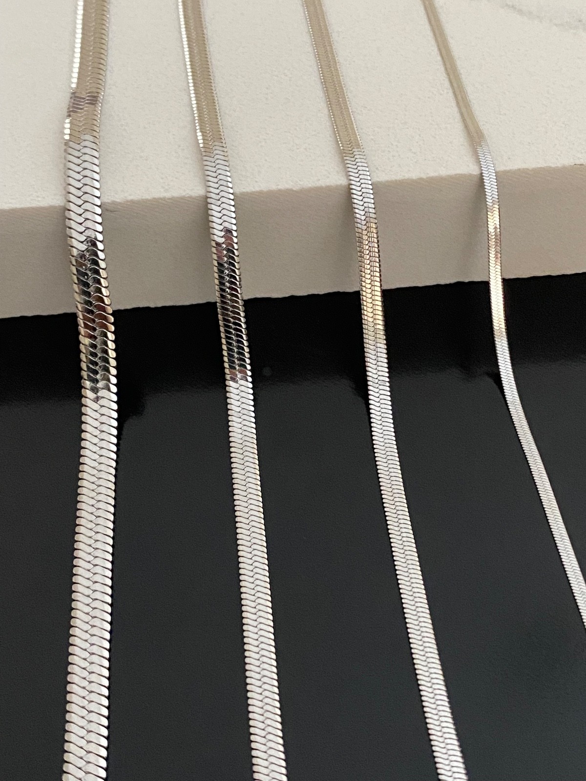 Stainless Steel Silver Color Herringbone Chain Necklace