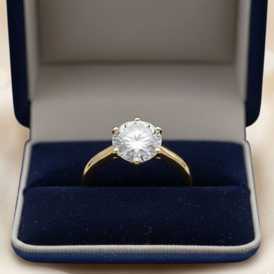 2.00Ct Round-Cut VS1 Lab Grown Diamond Wedding Engagement Ring 14k Yellow Gold