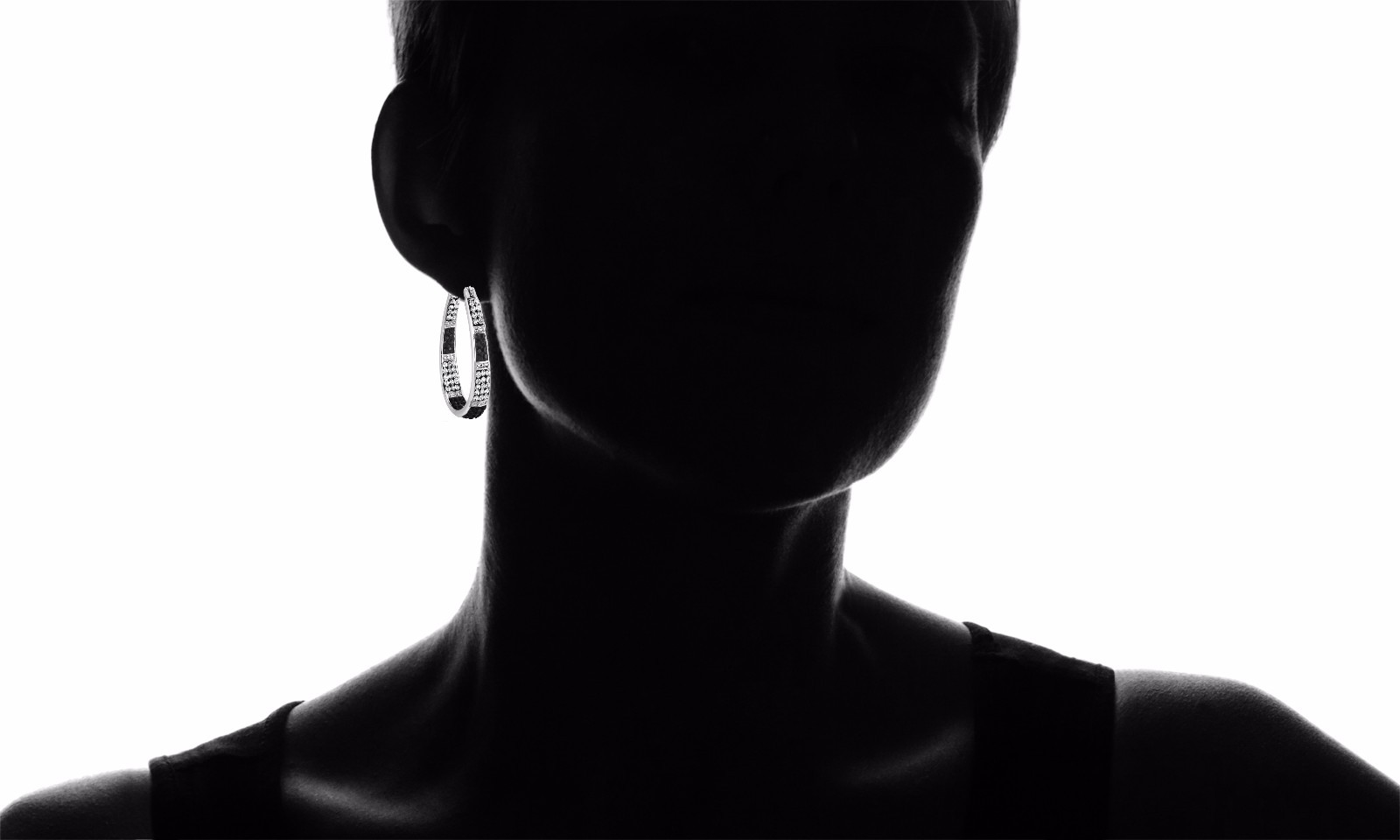 Women’s 18Kt White Gold Plated Austrian Crystal Inside Outside Hoop Earrings