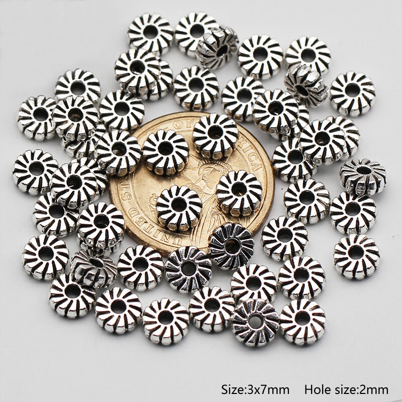 50pcs Tibetan Silver Metal Alloy Charms Loose Spacer Beads Jewelry Making DIY