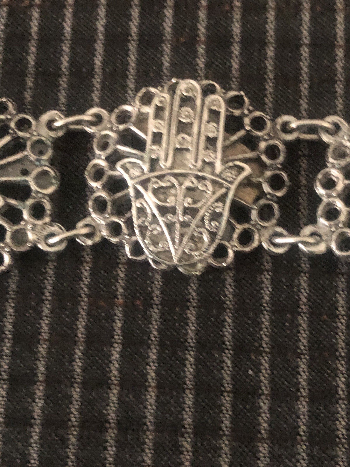 Vintage Moroccan Souvenir Du Maroc Panel Bracelet 70’s-80’s Silver Tone
