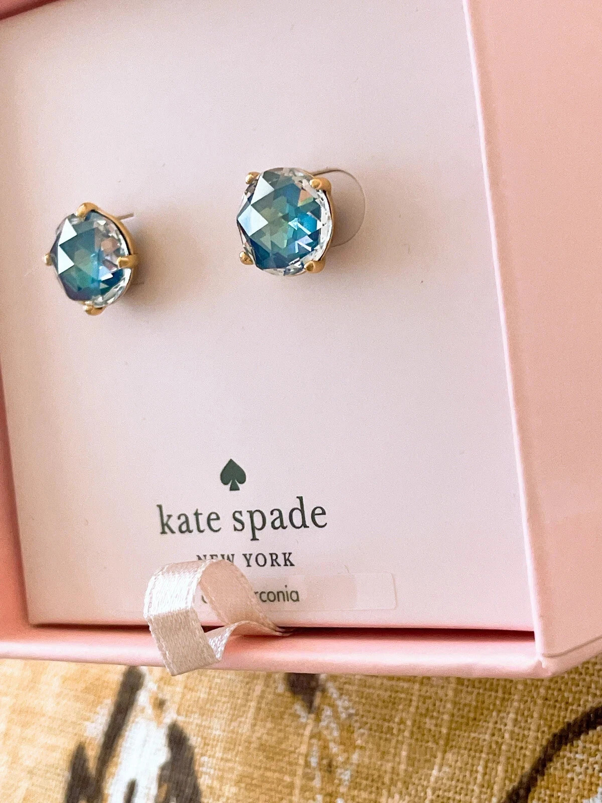 Kate Spade Bright Ideas CZ Stud Earrings, Sapphire , New in box