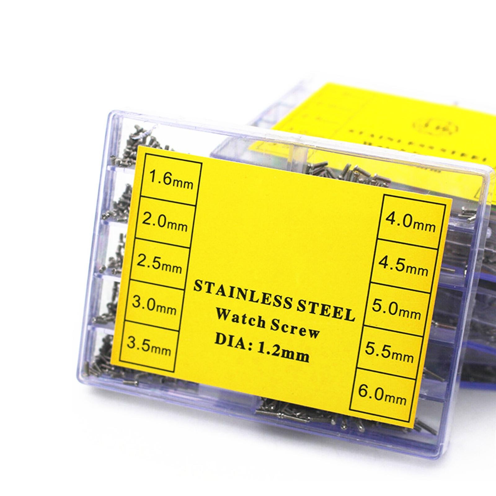 600PCS Steel Watch Back Cover Screw Phillips Watch Repairing Tools W/Box