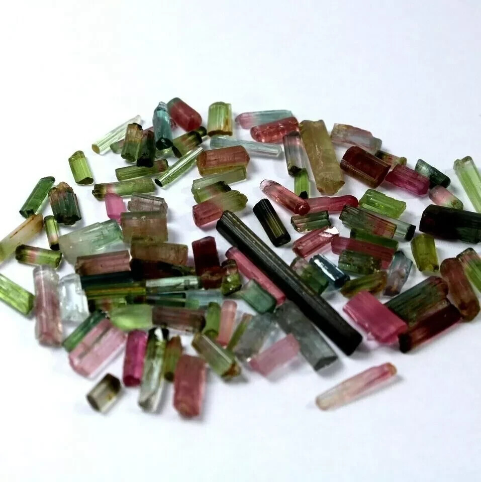Natural Bi-Color Multicolor 300 Ct Tourmaline Pencil Rough Lot Loose Gemstone A+