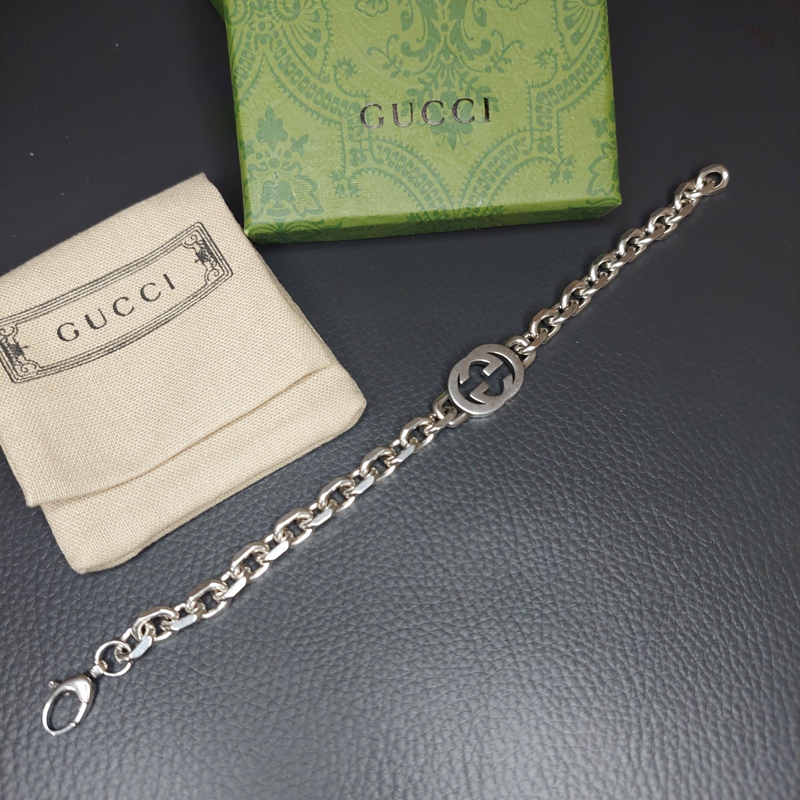 Gucci 925 Silver GG Chain 20 Bracelet 7.5″