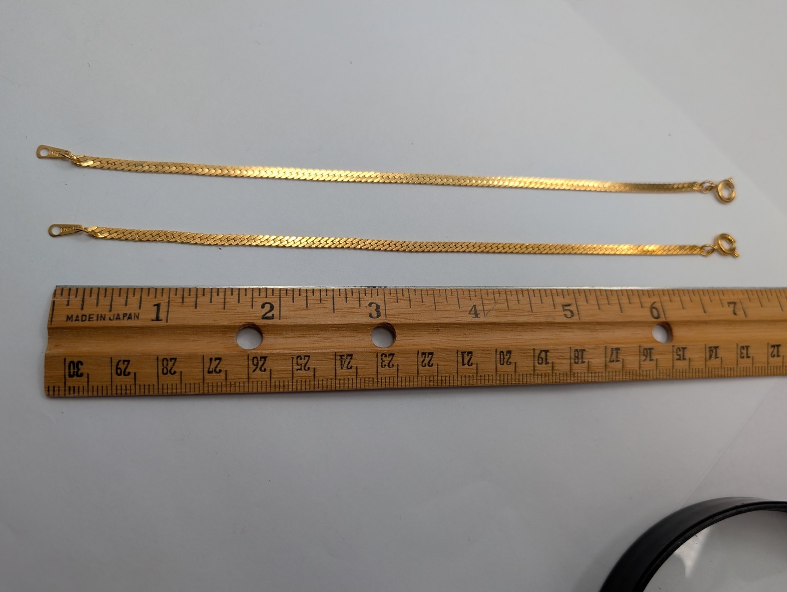 Vintage Gold Tone Herringbone Chain Bracelet , 7 Inch, Marked Korea 2 avail