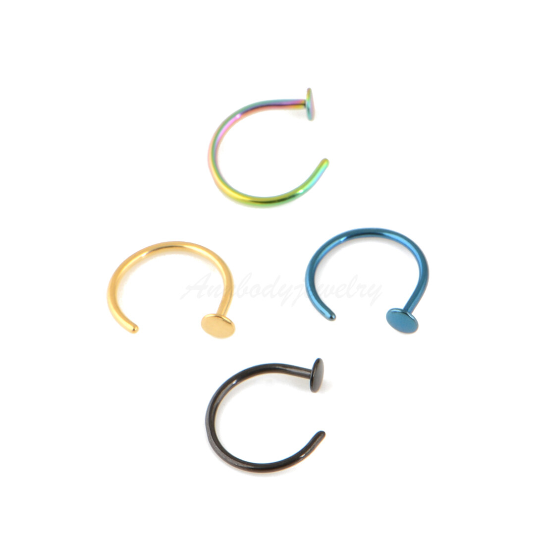 20g 18g Nose Ring Titanium Plated Hoop 5/16″ (8mm) 3/8″ (10mm) Diameter