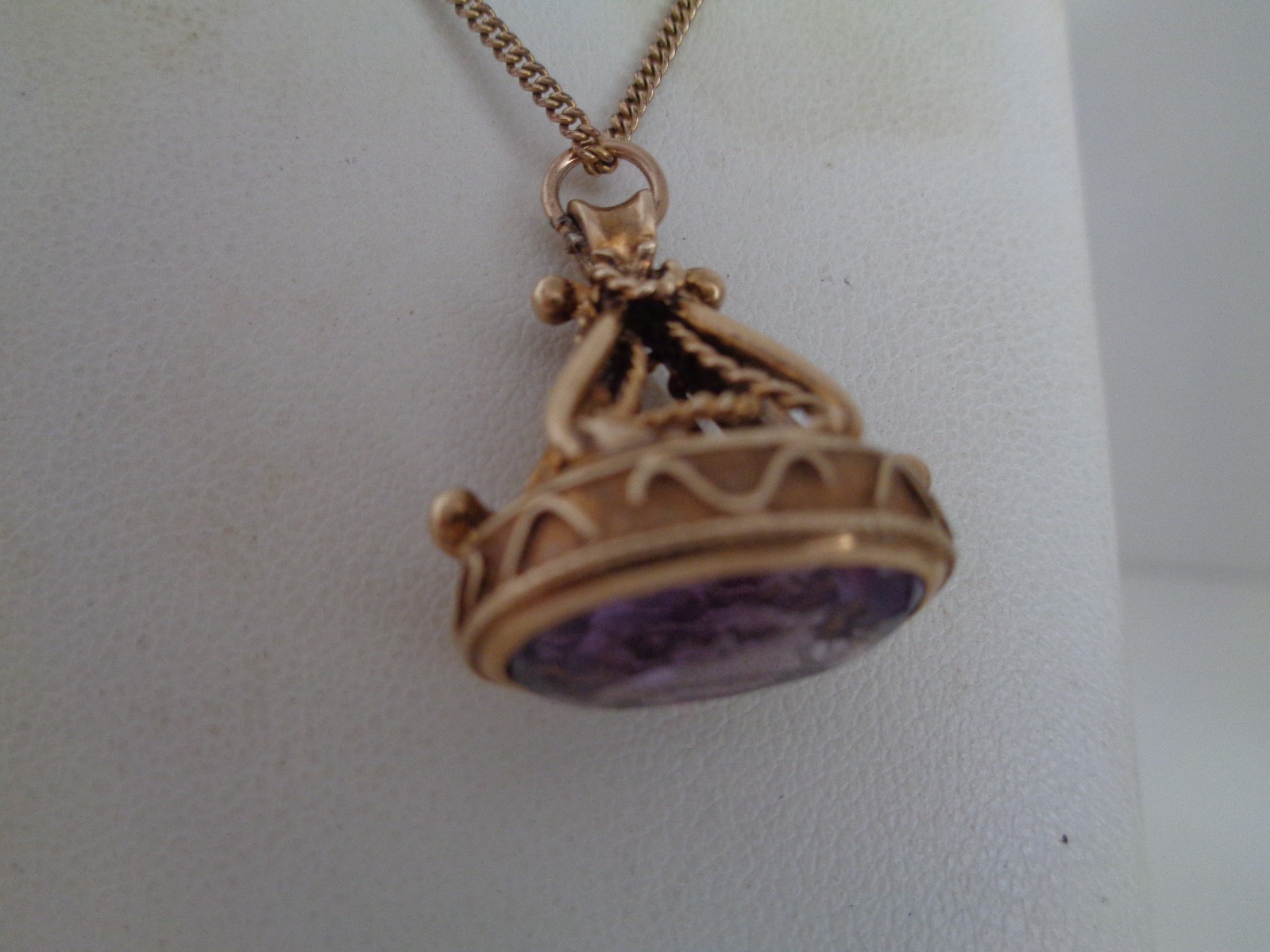 9 Carat Gold Fob with Faceted 3 Carat Amethyst Stone