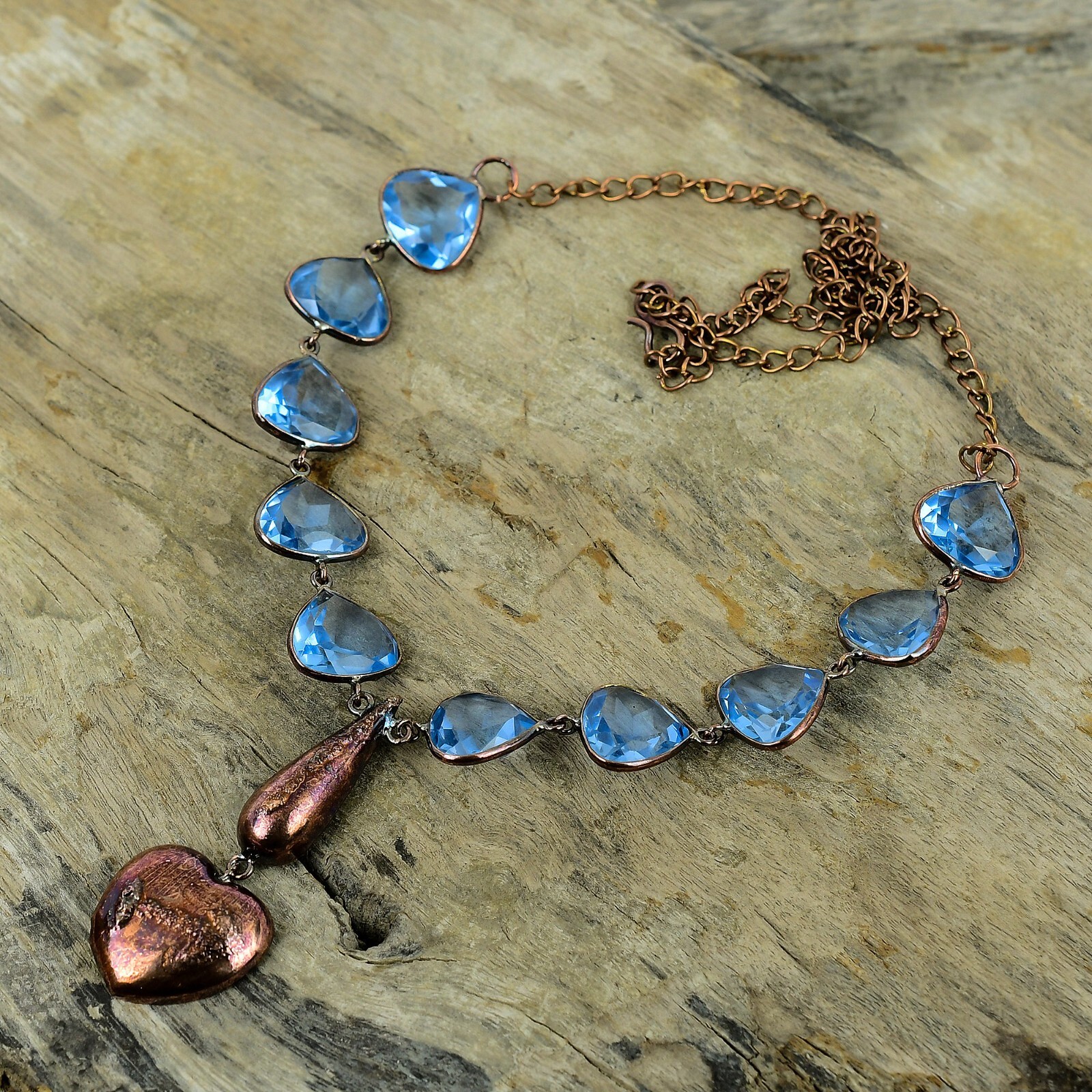 Tanzanite Quartz Copper Gift For Mother Electroformed Adjustable Necklace 18.0″