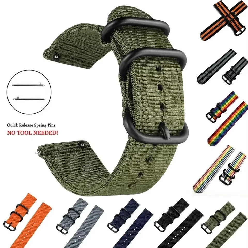 18mm 20mm 22mm Durable Military Woven Nylon Wrist Watch Band Quick Release Strap