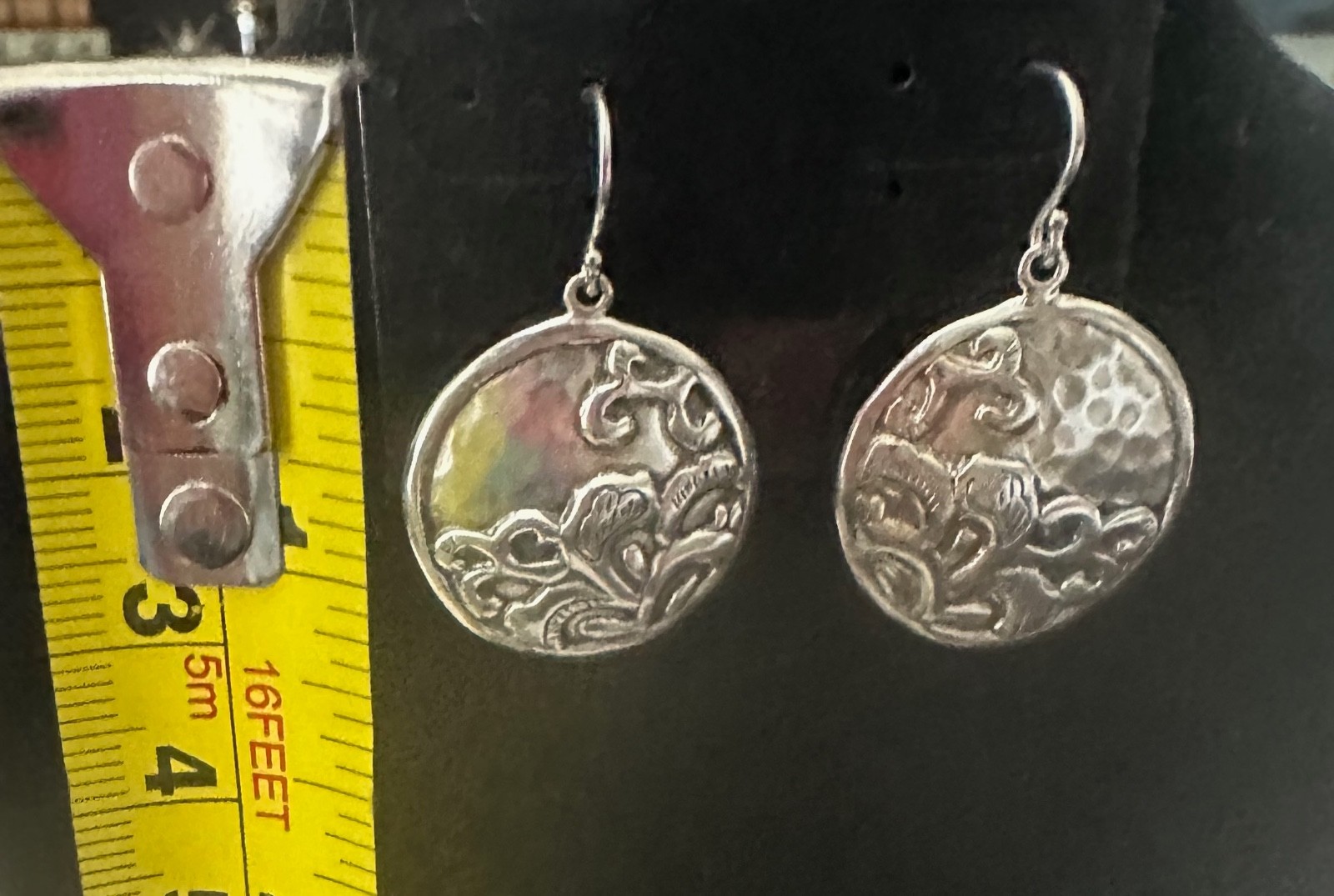SILPADA Round “TIDAL WAVE” Disc EMBOSSED Earrings Hammered .925 Sterling Silver