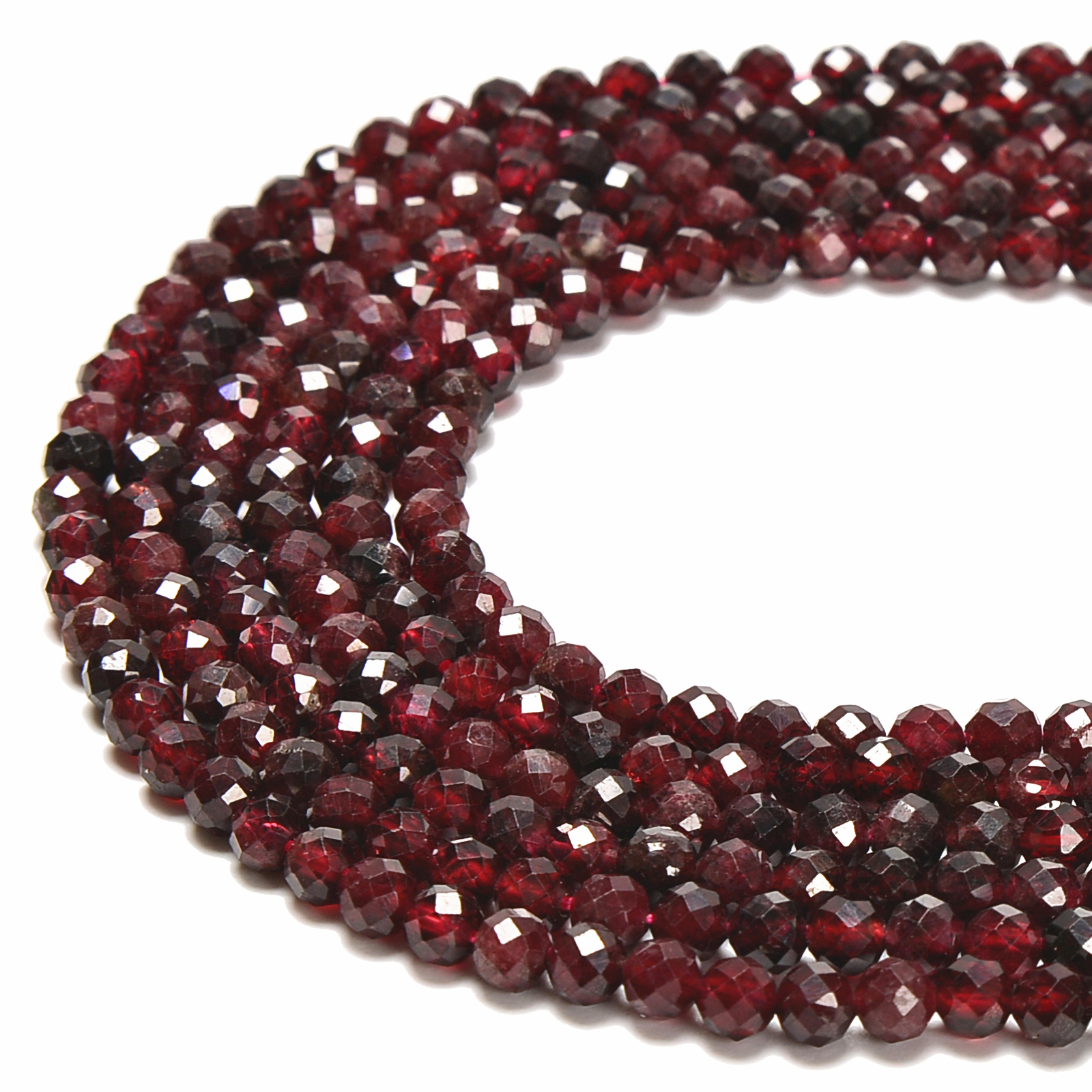 Natural Garnet Faceted Round Beads 2mm 3mm 4mm 5mm 15.5″ Strand