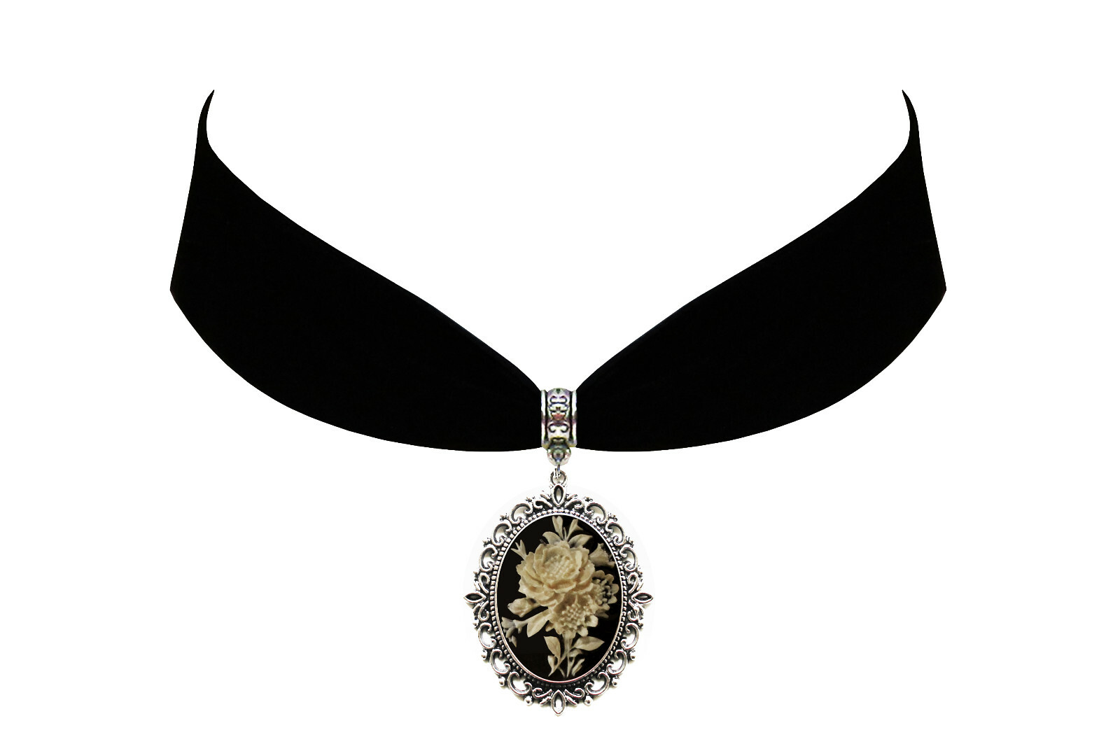 Rose Cameo Gothic Steampunk Victorian Pink Purple Black Blue Pendant Choker