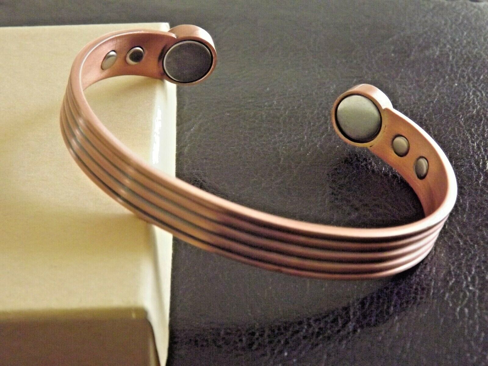 2 Large 4 Regular Magnets Pure Copper Arthritis Therapy Cuff Bracelet Roman