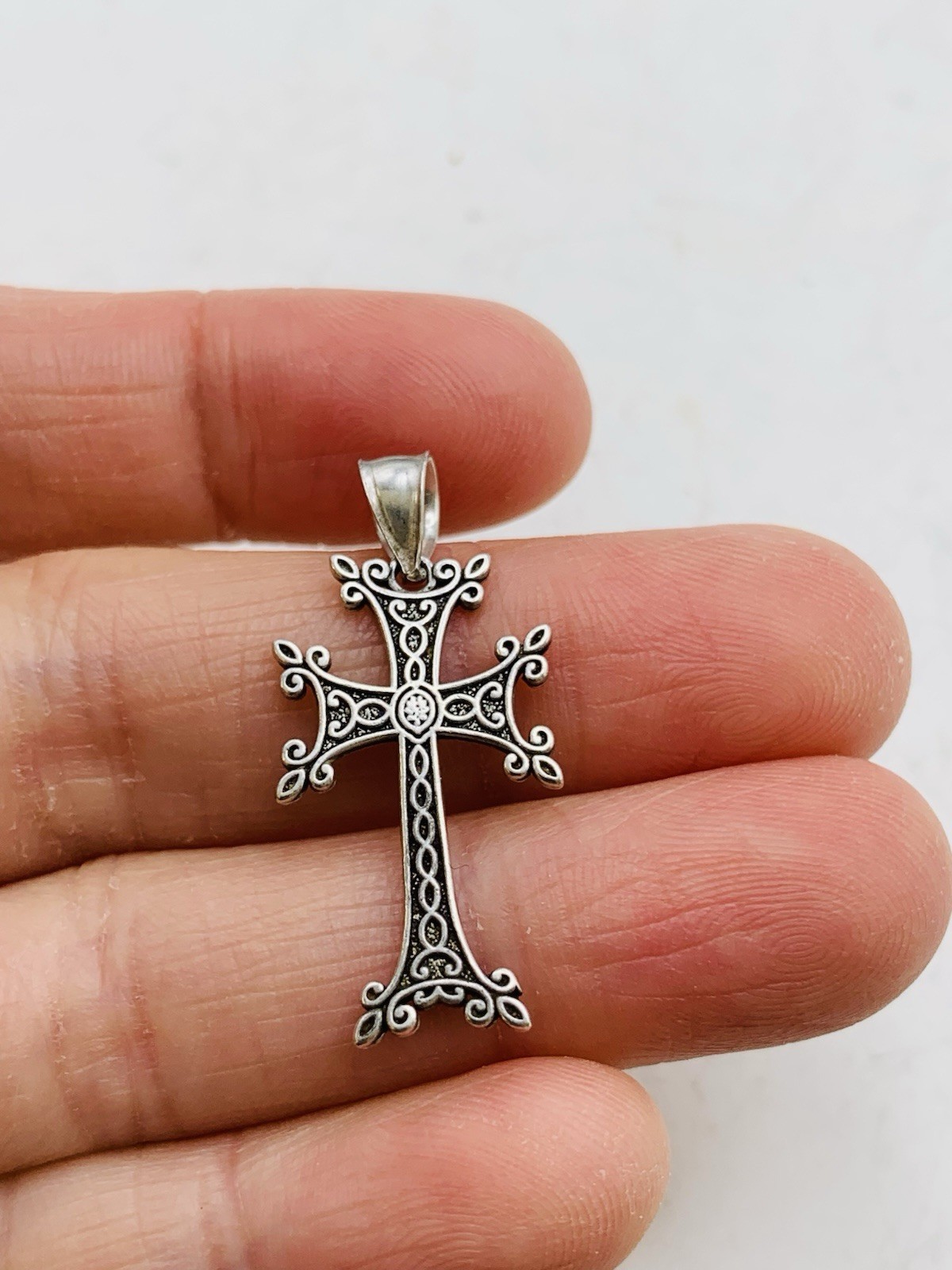 Vintage Sterling Silver 925 Religious Armenian Khachkar Cross Apostolic Charm