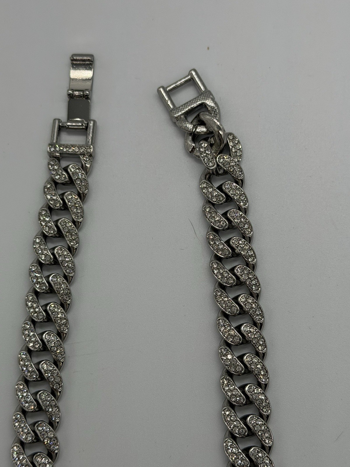 Silver Plated Alloy Star of David Charm Iced Cuban Cubic Zirconia Chain Necklace