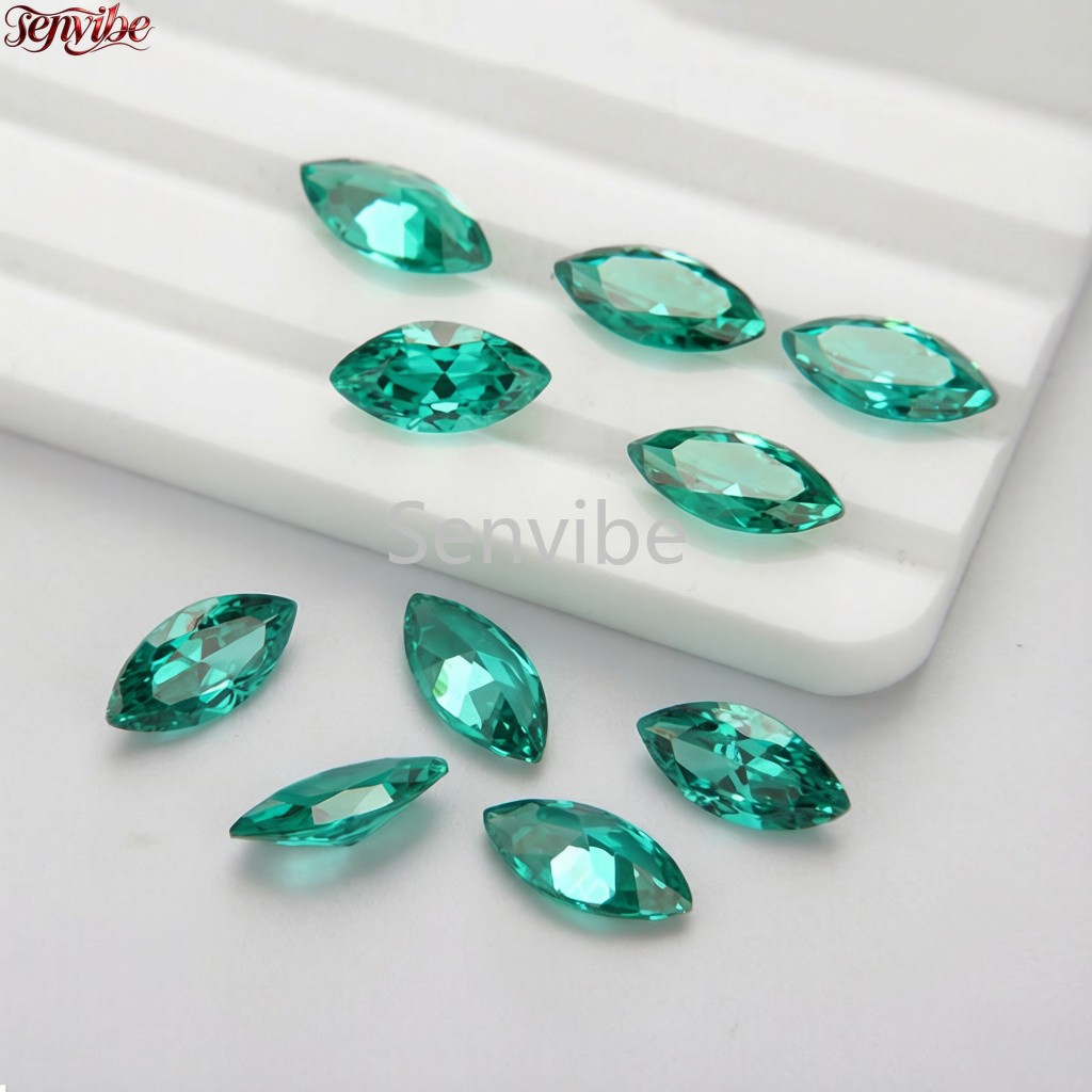5pcs Blue Green Marquise Cut Synthetic Zircon 5A Loose CZ Gemstone Jewelry