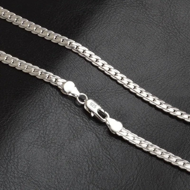 925 Sterling Solid Silver Chain Necklace Jewelry for Women Men Fashion GiftView