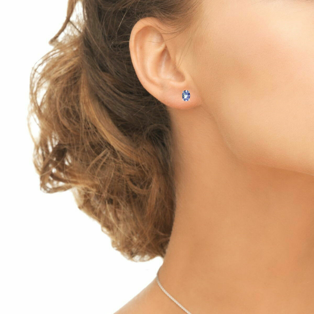 925 Sterling Silver 2.00ct Genuine Tanzanite Oval Stud Earrings Women