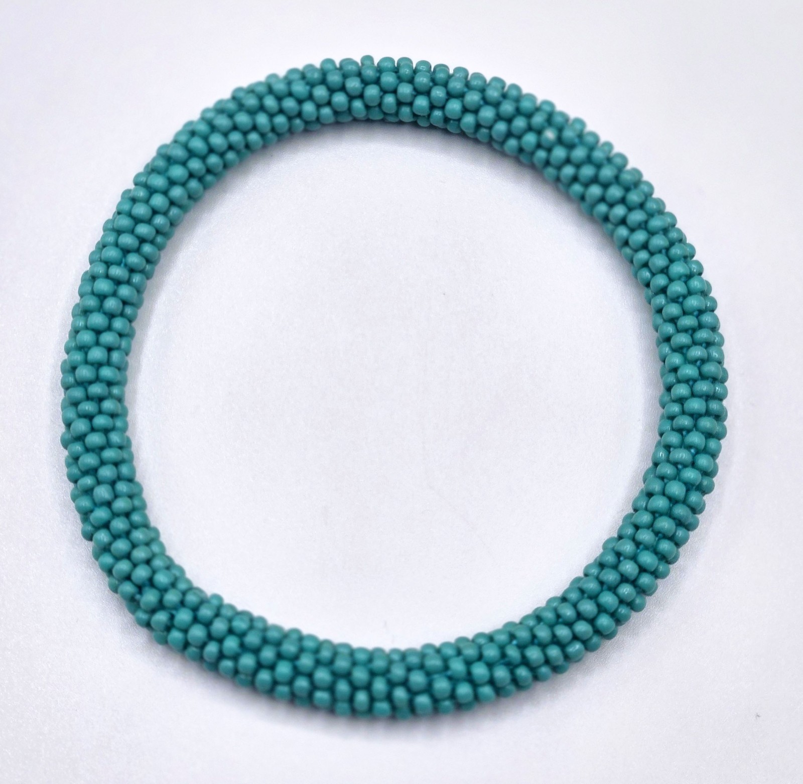 Set of 2 Handmade Glass Seed Bead Crochet Bracelets Solid Color Boho Nepal Bangl