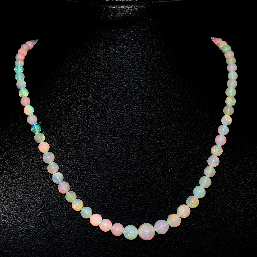 20 Inches Round Shape 83. Cts Ethiopian Opal Beaded Stunning Necklace VK 11 E711