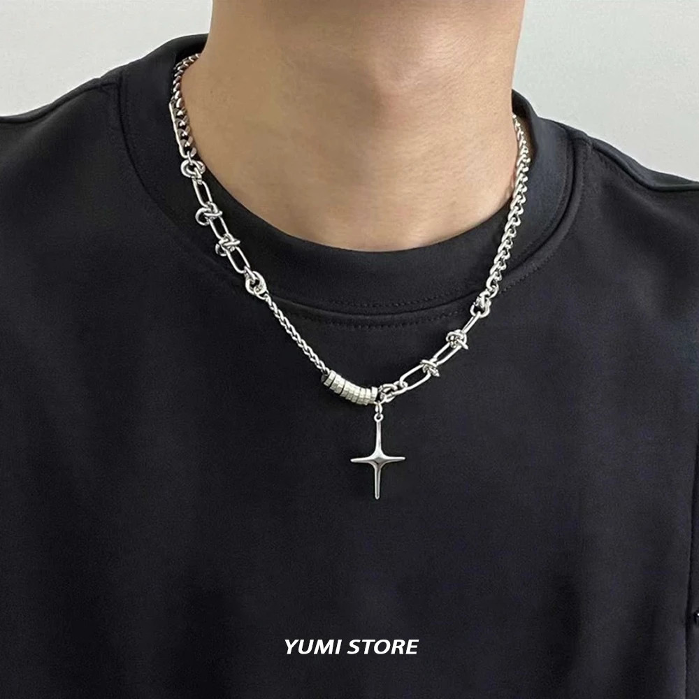Hip Hop Star Cross Titanium Steel Neck For Man Woman Non Fading Splicing Cuban C