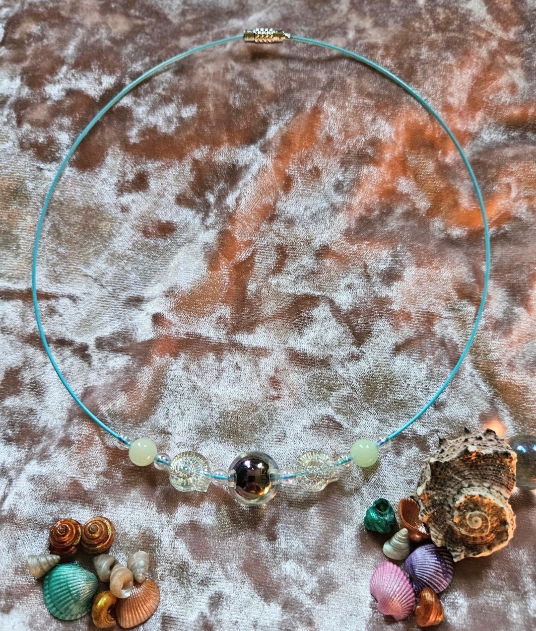 BigTimeRockShow Sea Treasure Iridescent Orb & Glass Nautilus Glow In The Dark