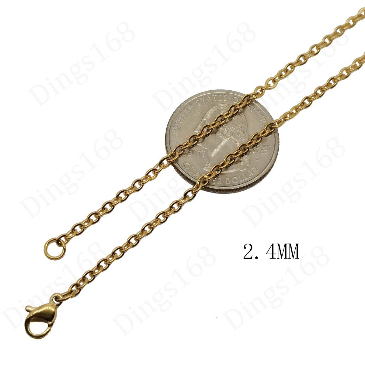 18K Yellow Gold Filled Hypo-Allergenic 18 inch 2.4 mm Cable Chain Necklace H146G
