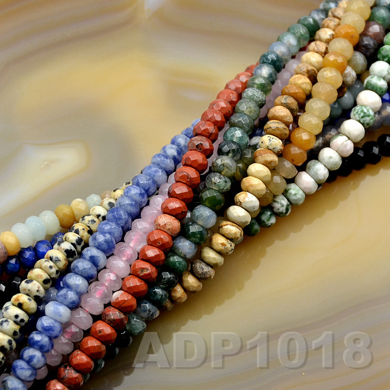 4x6mm Faceted Natural GemStone Rondelle Spacer Loose Beads Strand 15.5″