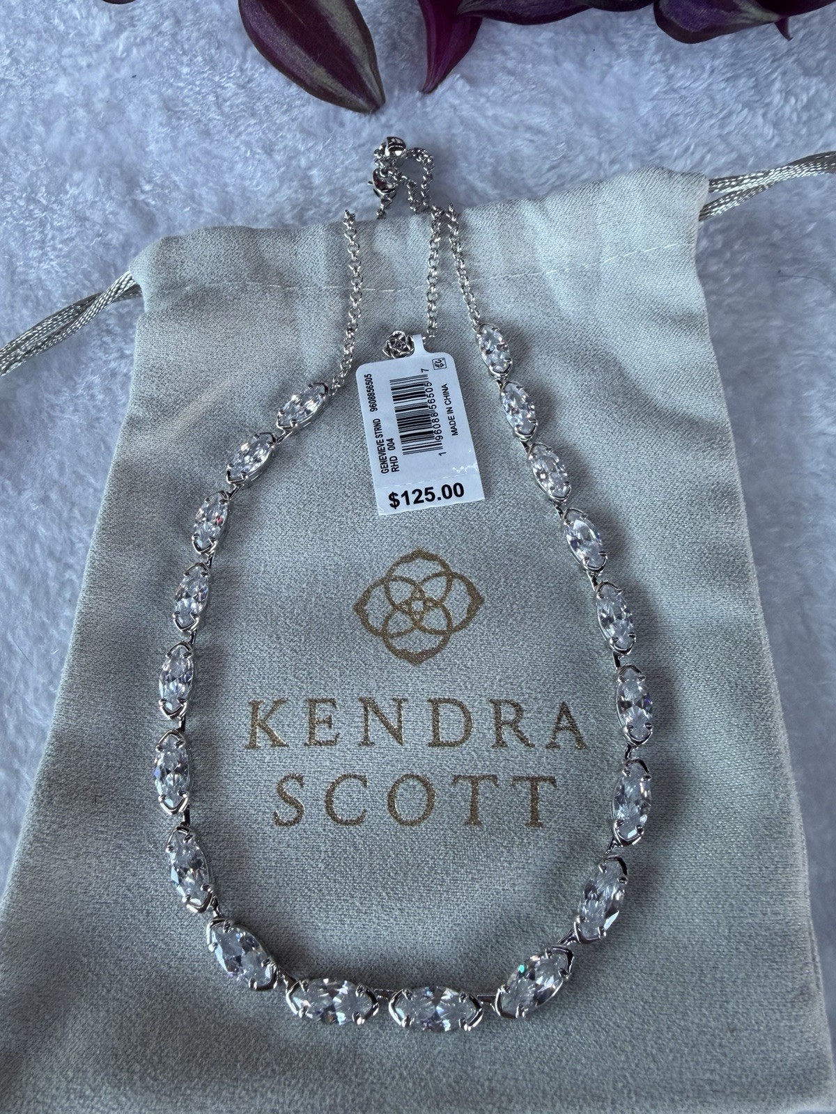 Kendra Scott Genevieve Strand Necklace in White Crystal
