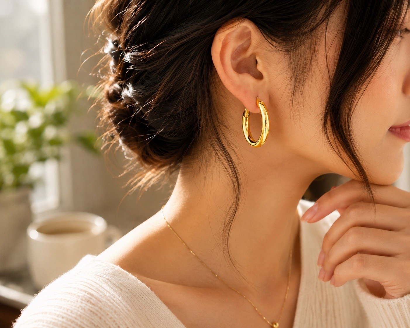 18K Gold Filled Hoop Earrings for Women Classic Lightweight Polished Jewelry