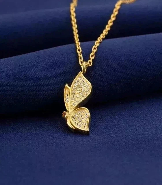 2Ct Round Cut White Moissanite Women’s Fancy Pendant 14K Yellow Gold Plated