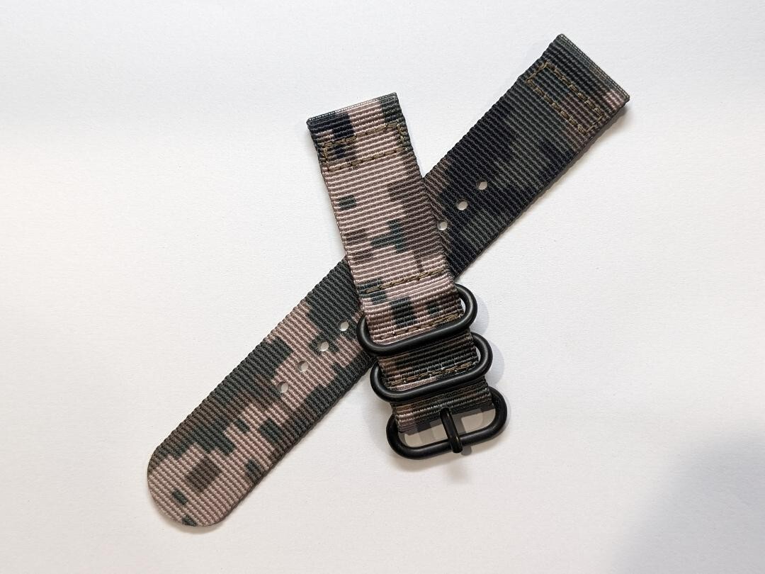 24mm 2 Piece Desert Camo Woodland Camo Military Diver Watch Strap 2-Piece 3-Ring