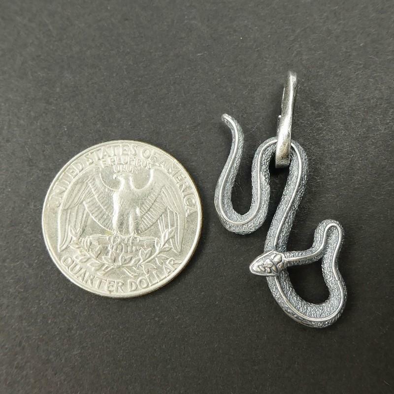 Unique Cool Solid Sterling Silver Coiled Snake Serpent Small Pendant Men Unisex