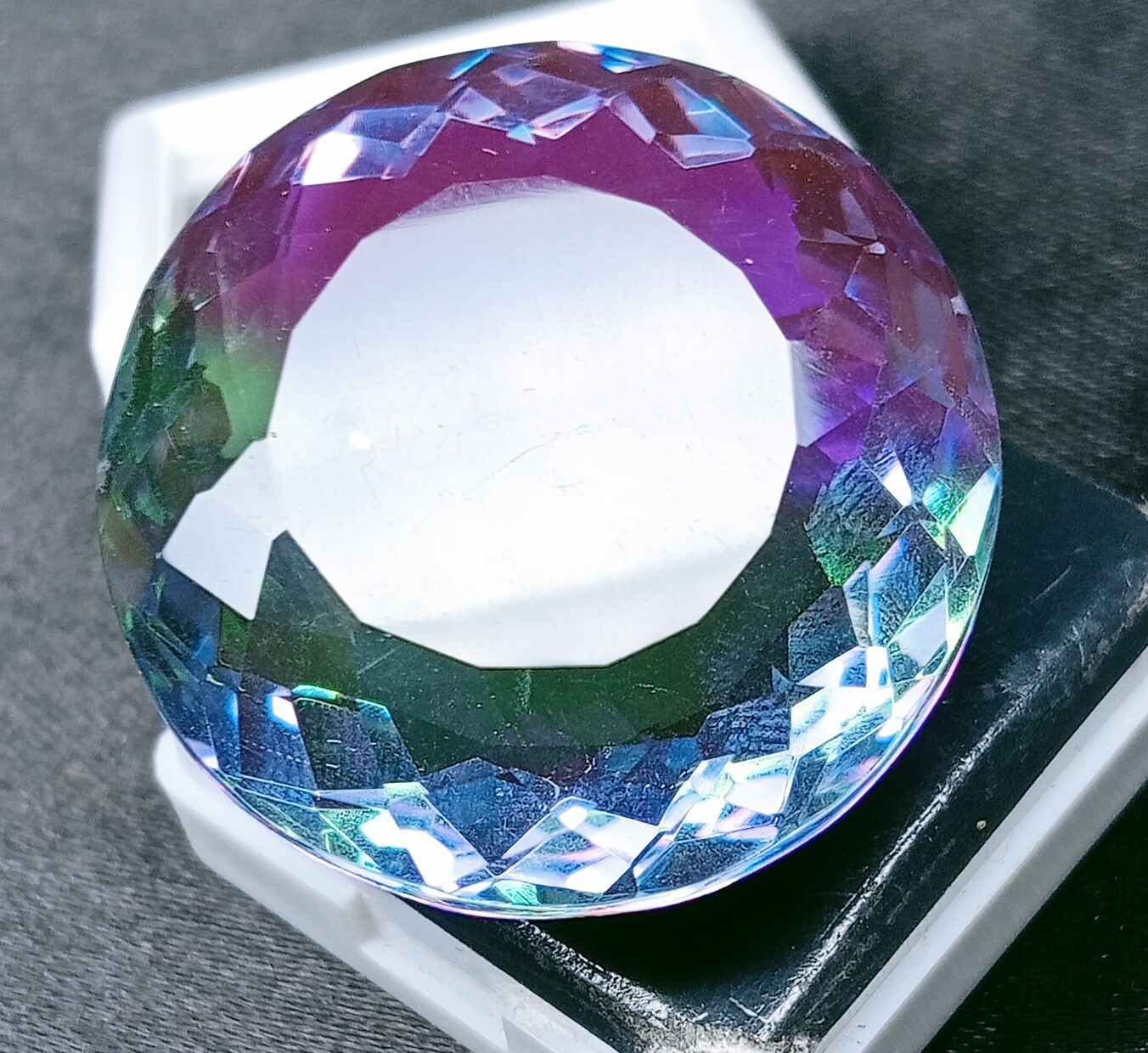 Natural Large Size Tourmaline Bi-Color Round Cut Certified 90.75 Ct Gemstone