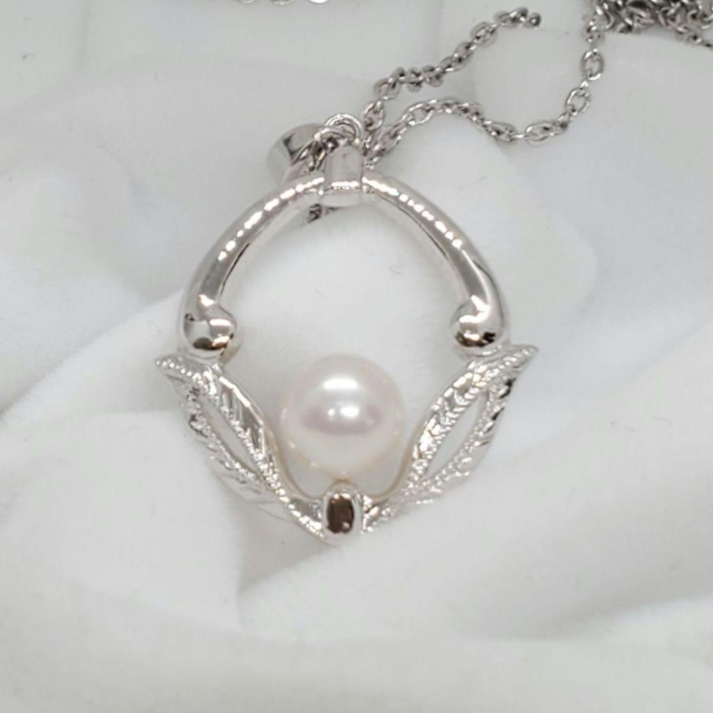 MIKIMOTO Craftmanship Silver Natural Pearl Pendant Necklace Japan Luxury Jewelry