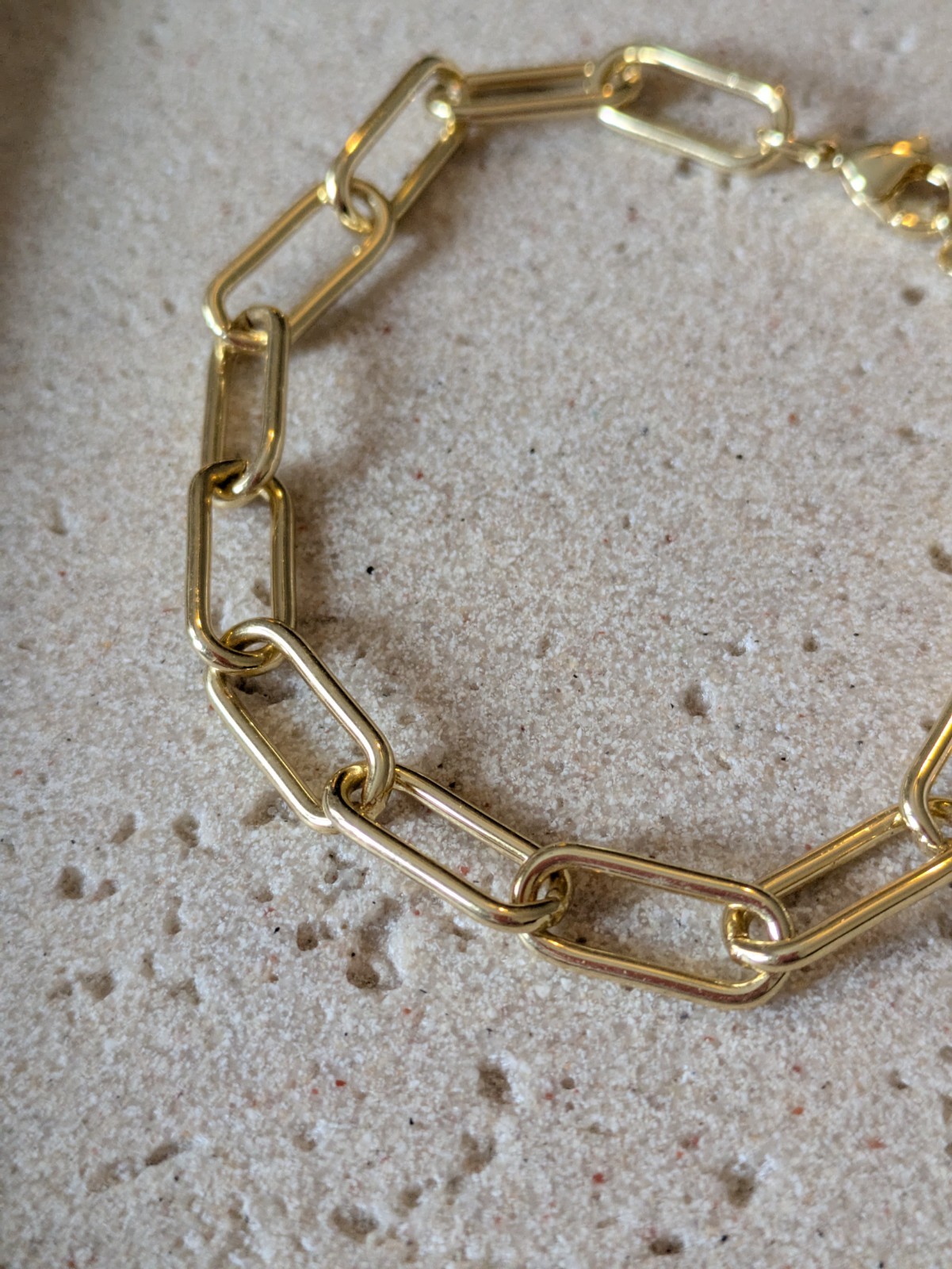 Gold Tone Link Chain Bracelet Minimalist Paperclip Everyday Wear Layering