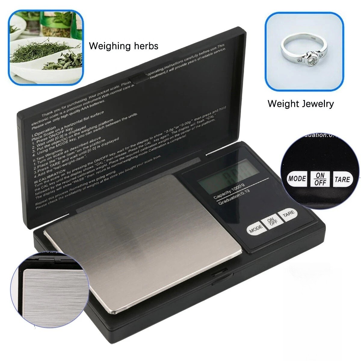 Digital Kitchen Scale Food Diet Cook Weight Jewelry Gold Grain Gram 500g x 0.01g