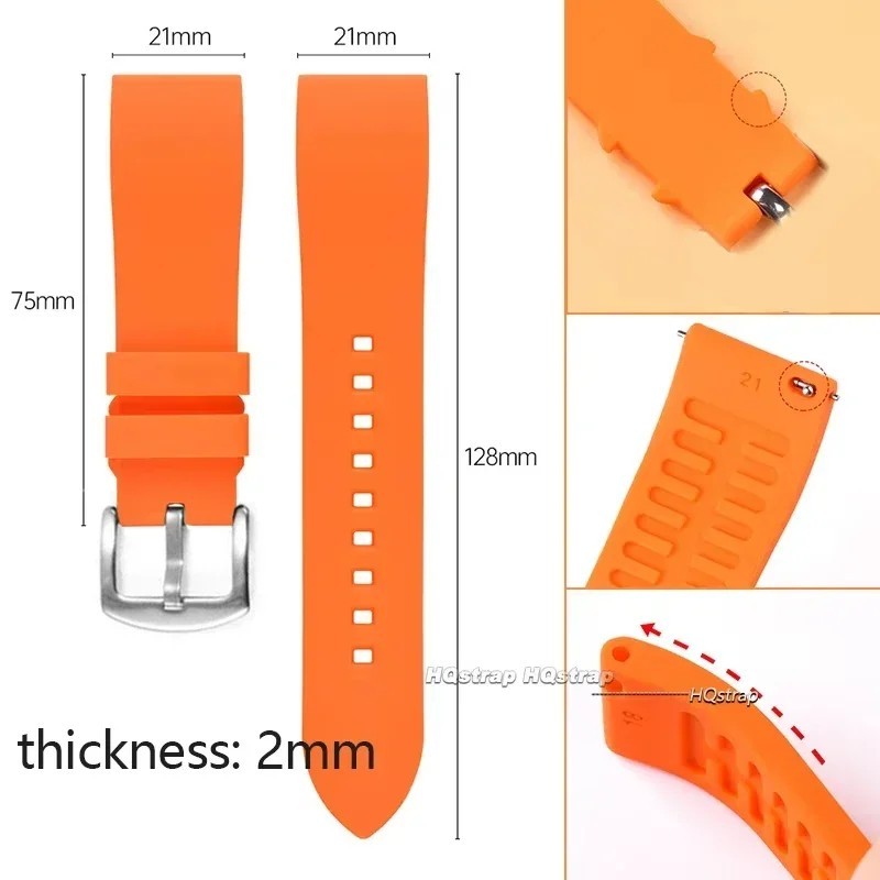 18mm 20mm 22mm Soft Silicone Watch Band Divers Replacement Strap Quick Release