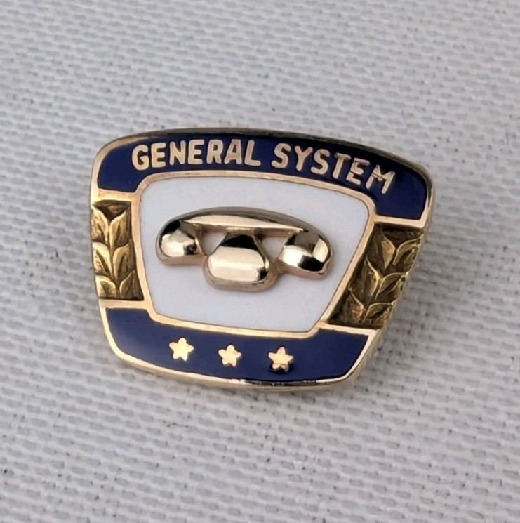 Vintage General System GTE Three Star Pin 10K Gold Emblem 2.08g