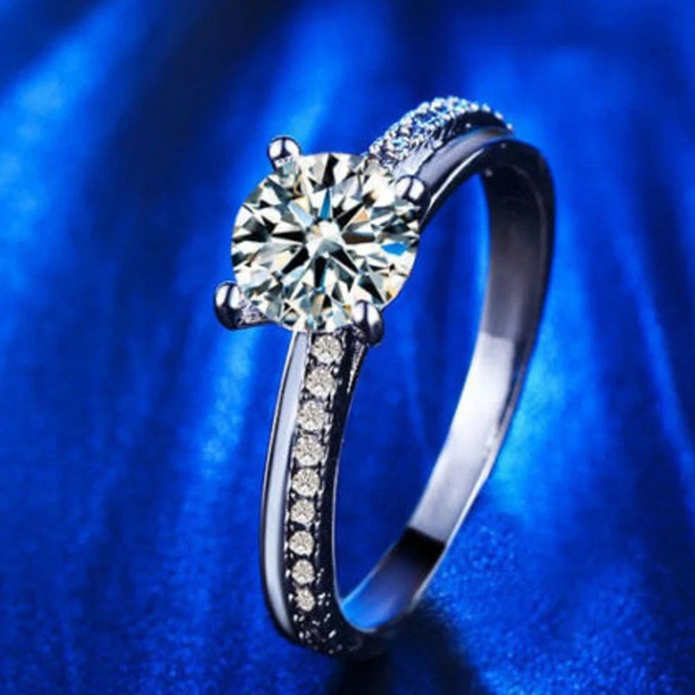 3.50Carat Round Shape Lab Created Prong Style Ring 14k White Gold Plated