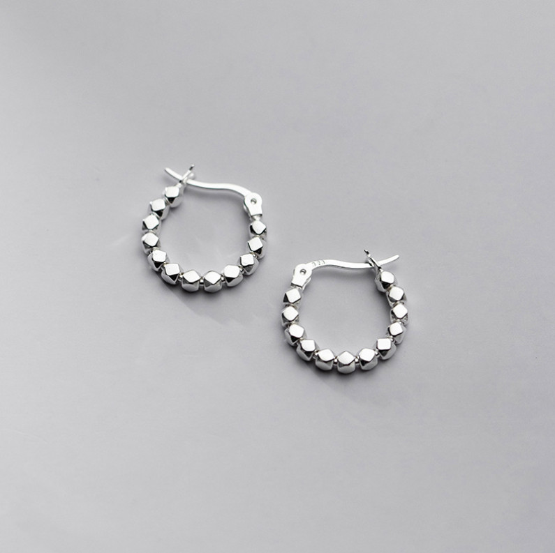 Women 925 Sterling Silver Geometric Block Huggie Hoop Earrings 23x4mm Gift PE
