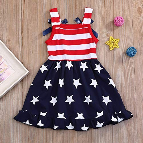 Goodplayer Toddler Kids Baby Girls 4th of July Outfit Straps 12-18 Months Red